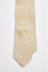 Champagne Paisley Tie Set with Tie Bar & Cufflinks